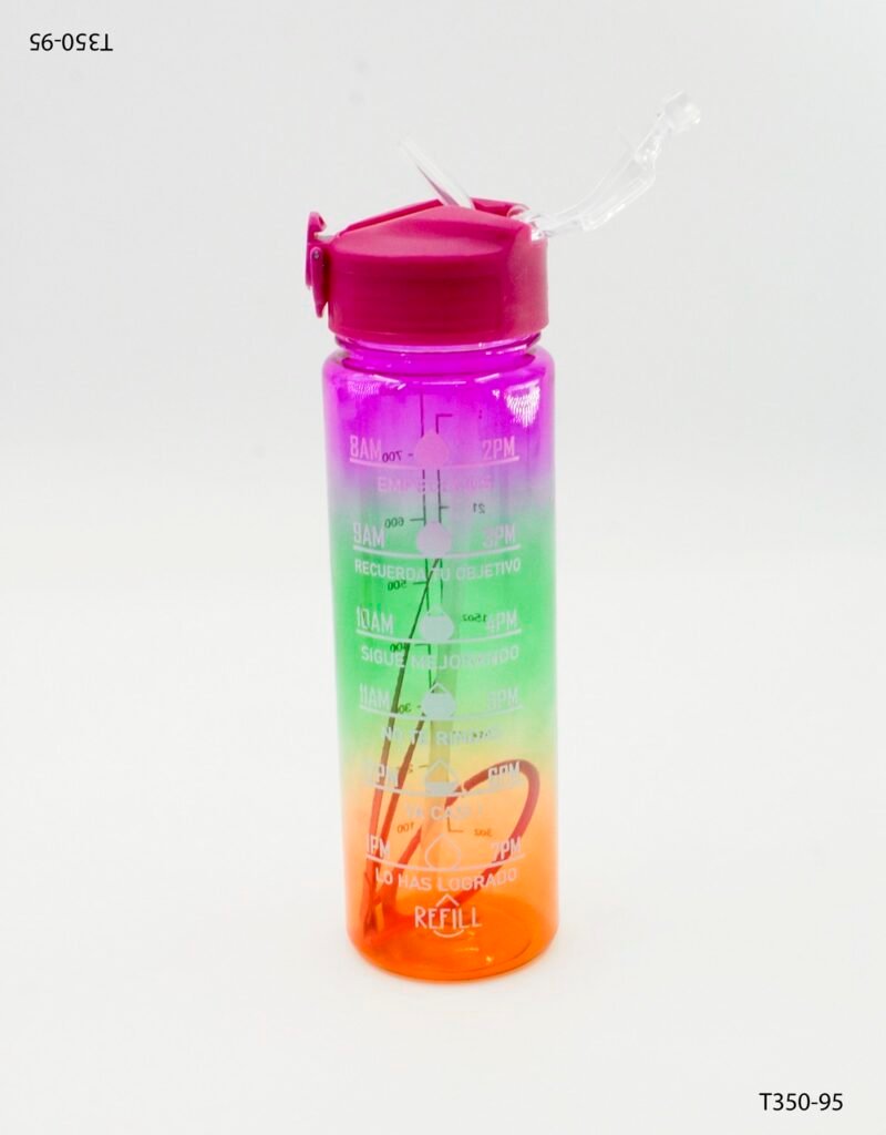 Botella reutilizable con tapa y sorbete T350