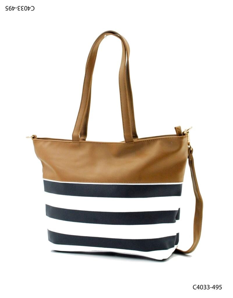 Bolso combinado con rayas C4033