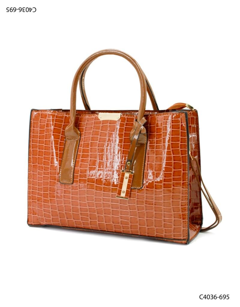 Bolso cartera piel cocodrilo con asas y correa C4036