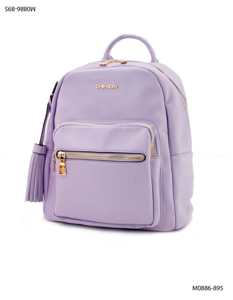 Mochila Chenson en material liso con cierres M0886