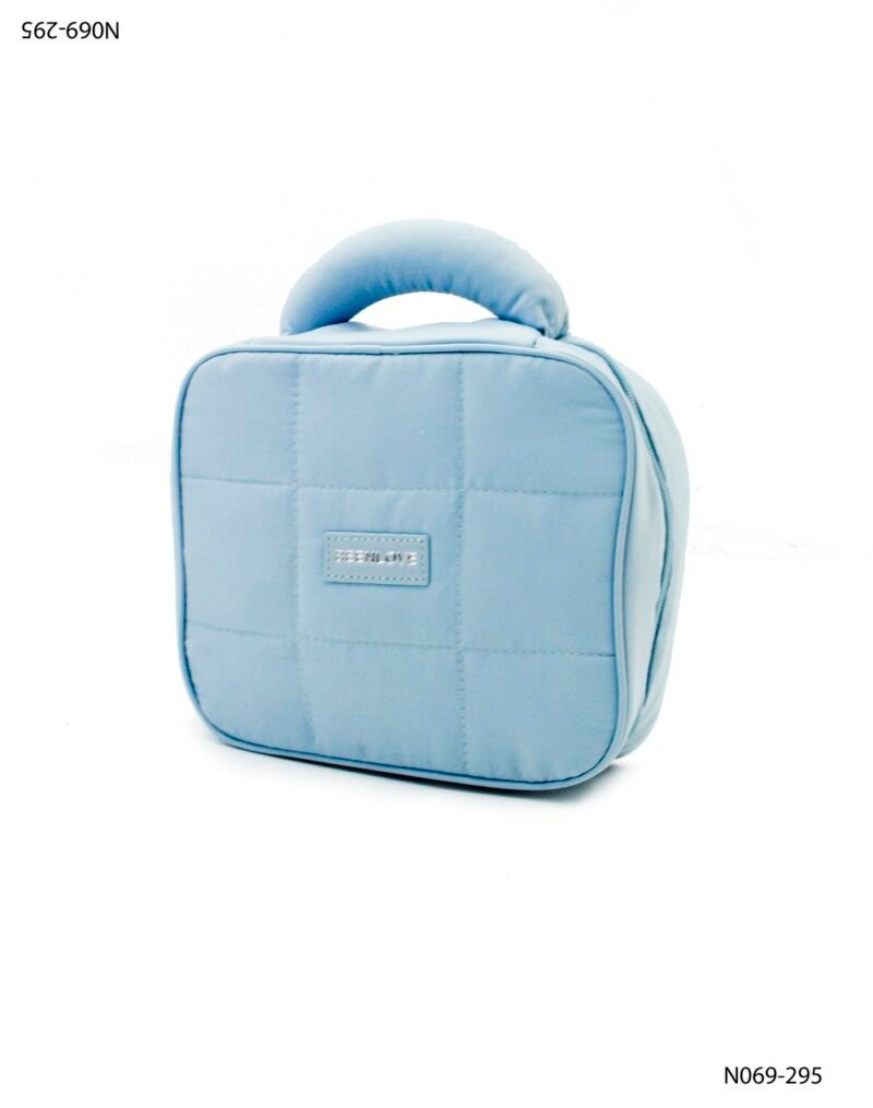 Necessaire acolchado con patrón cuadrado con asa N069