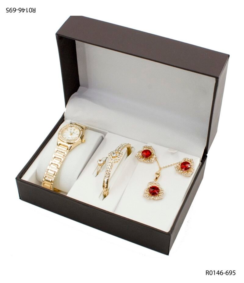 Set de Joyería + Reloj Dorado R0146
