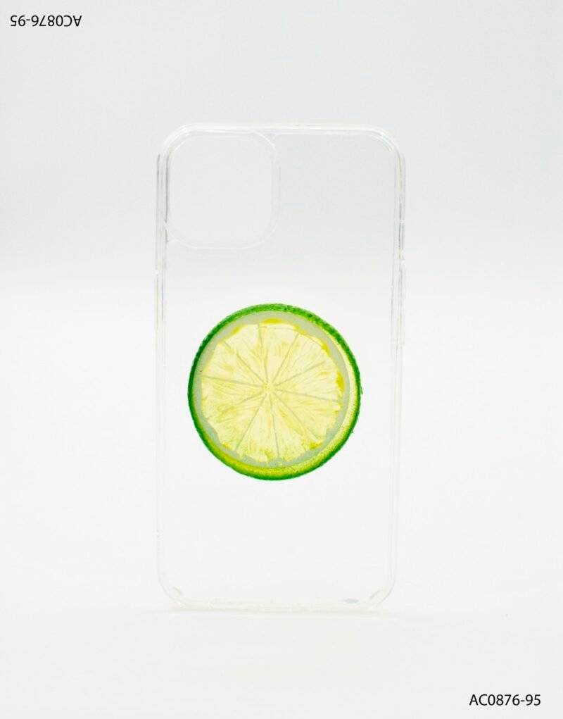 Carcasa para Iphone minimalista de material transparente que incluye rodaja de fruta cítrica AC0876