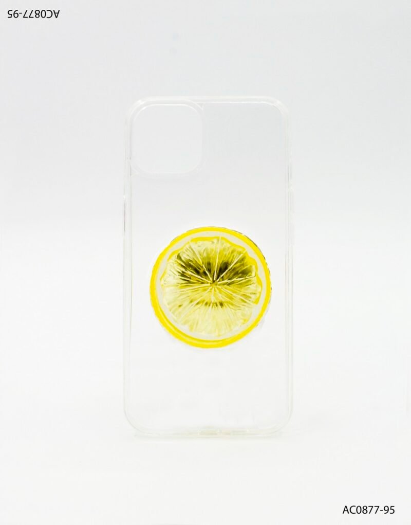 Carcasa para Iphone minimalista de material transparente que incluye rodaja de fruta cítrica AC0877