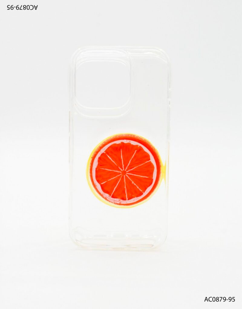 Carcasa para Iphone minimalista de material transparente que incluye rodaja de fruta cítrica AC0878