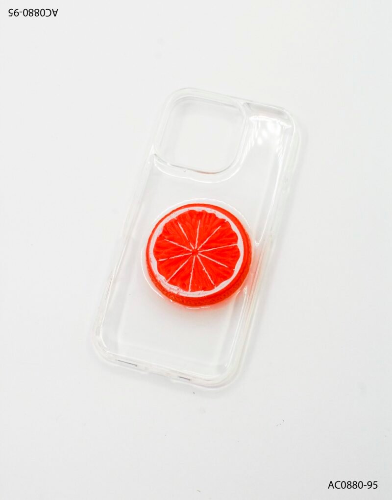 Carcasa para Iphone minimalista de material transparente que incluye rodaja de fruta cítrica AC0880