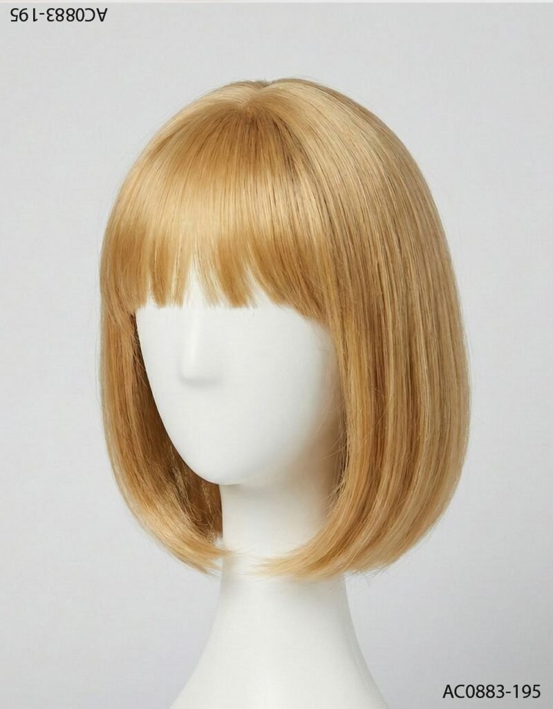 Peluca estilo bob con flequillo rubio dorado AC0883