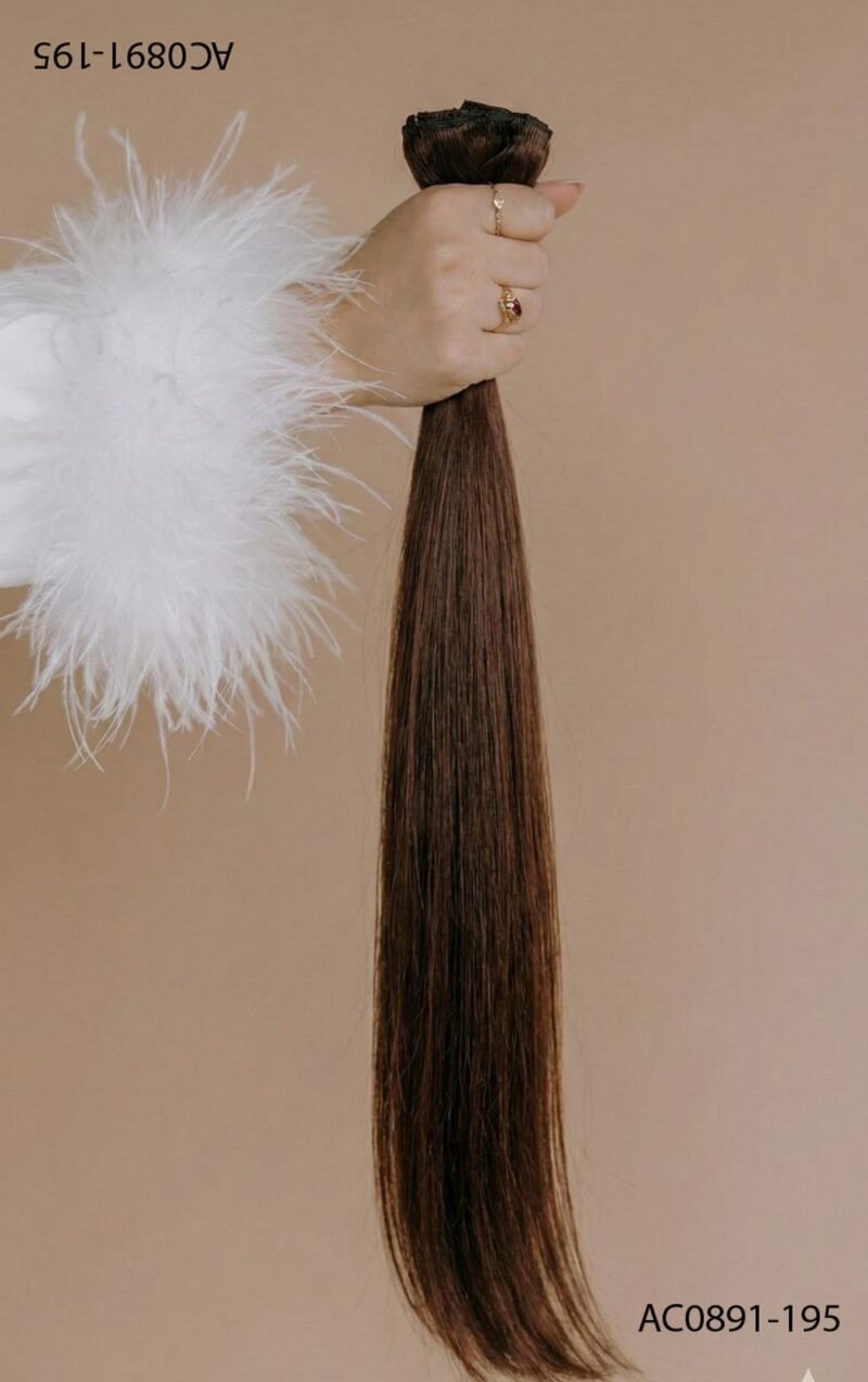 Extensiones de cabello liso castaño oscuro AC0891
