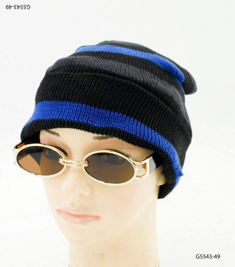 Gorro tejido negro con rayas G5543