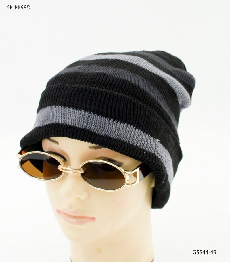 Gorro tejido negro con rayas G5544