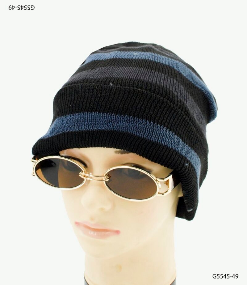 Gorro tejido negro con rayas G5545