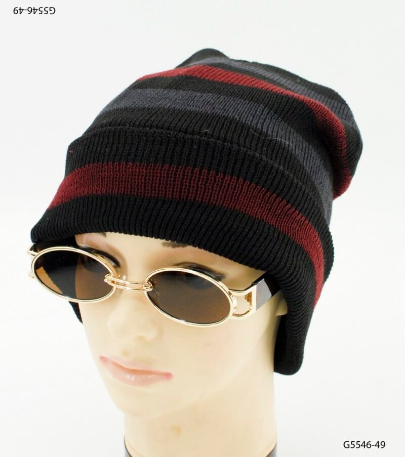 Gorro tejido negro con rayas G5546
