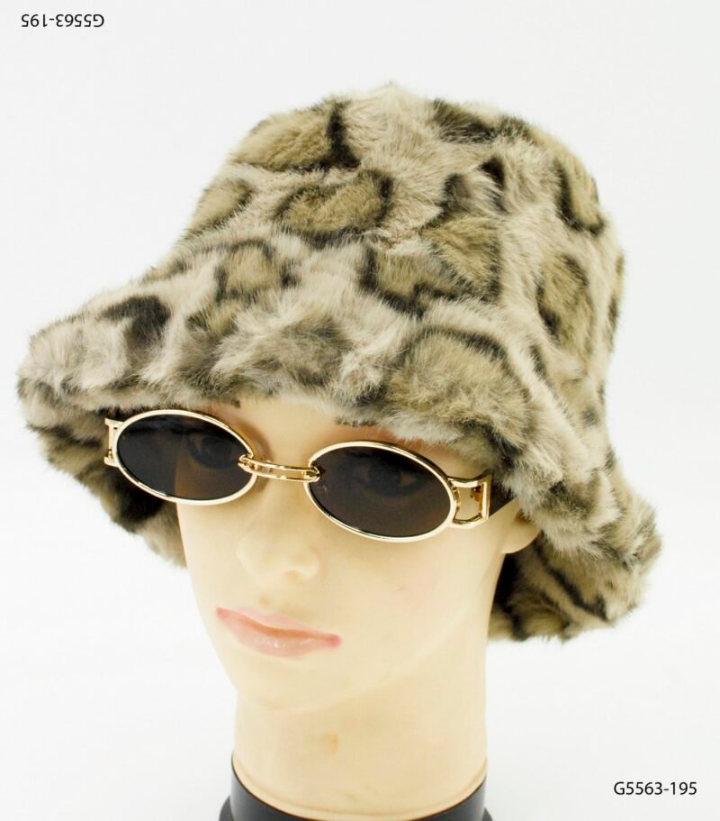 Sombrero tipo bucket de piel sintética con estampado animal print G5563