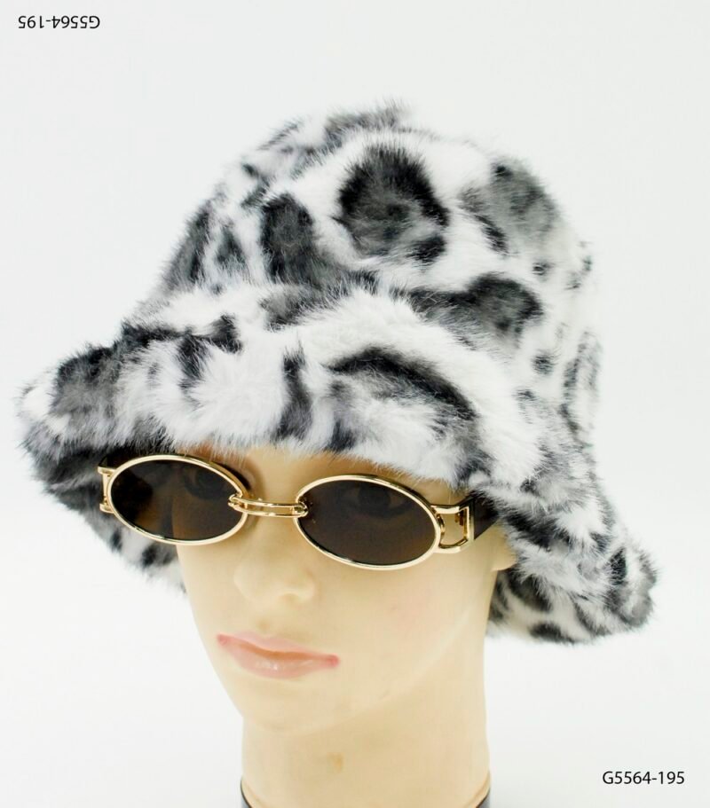 Sombrero tipo bucket de piel sintética con estampado animal print G5564