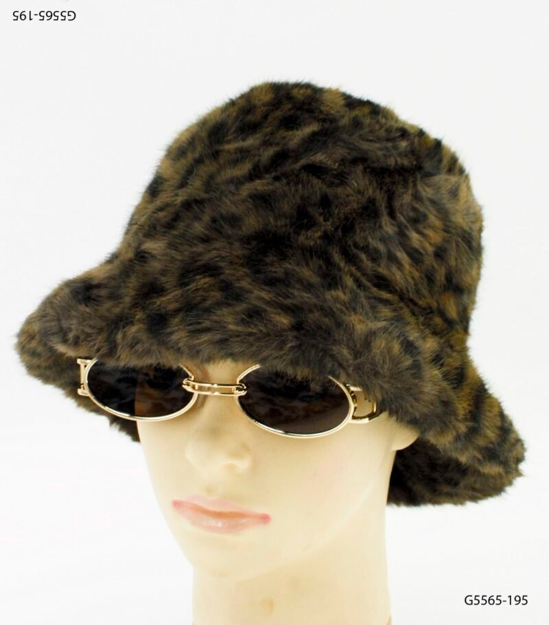 Sombrero tipo bucket de piel sintética con estampado animal print G5565
