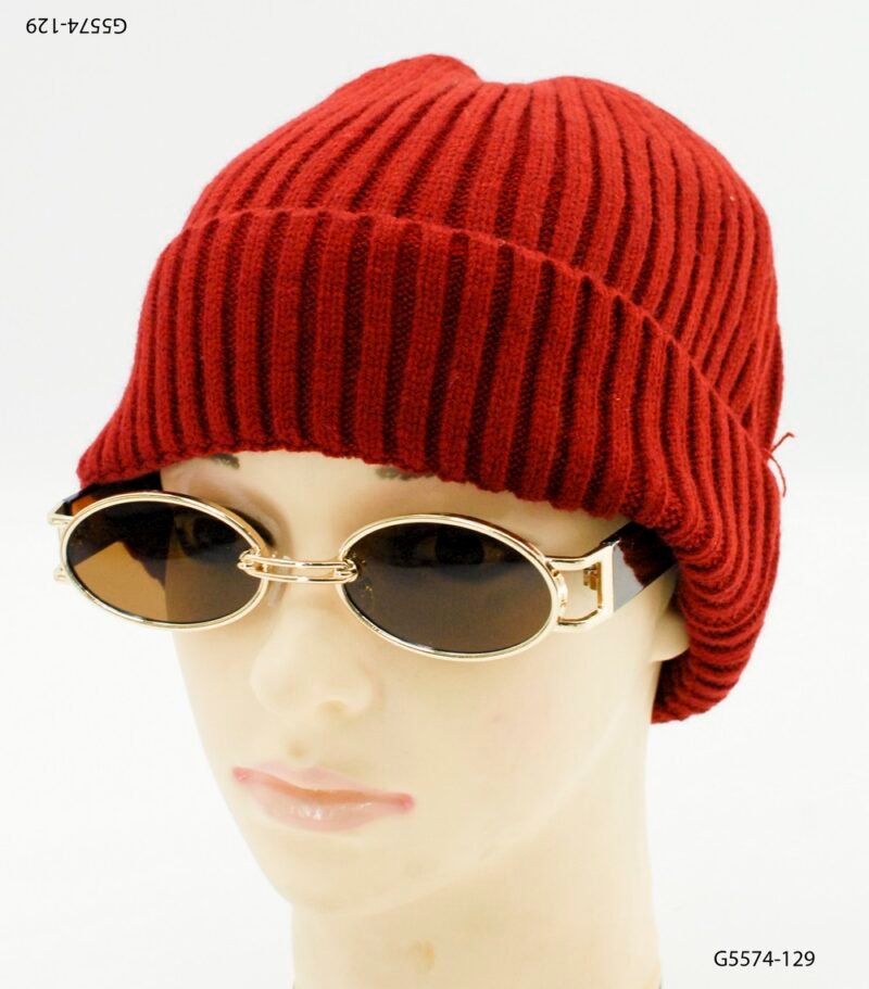 Gorro tejido con textura acanalada y borde doblado G5574