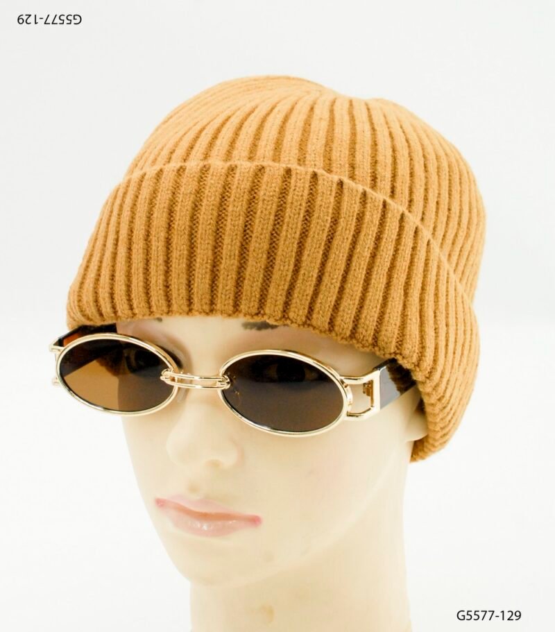 Gorro tejido con textura acanalada y borde doblado G5577