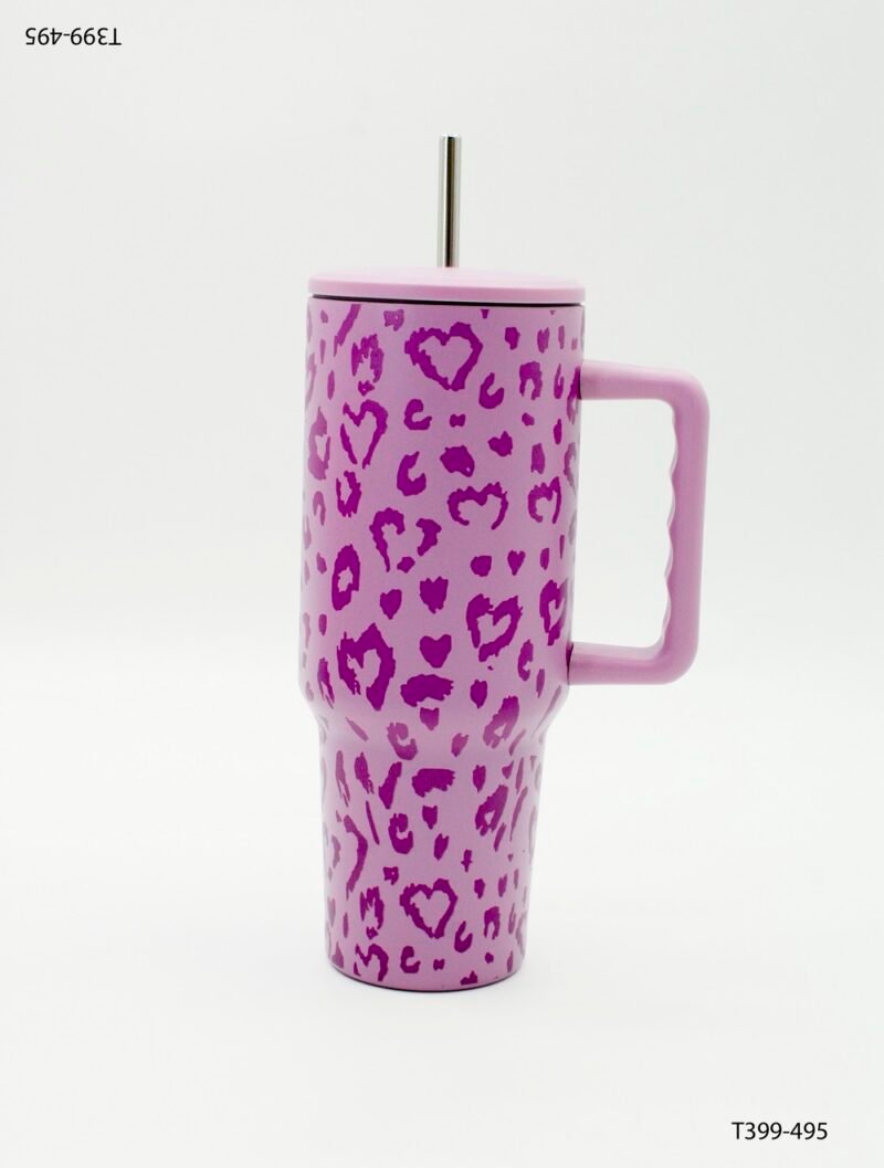 Vaso térmico tipo travel mug con asa y sorbete metálico T399