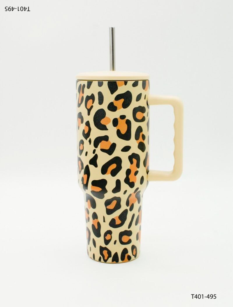 Vaso térmico tipo travel mug con asa y sorbete metálico T401