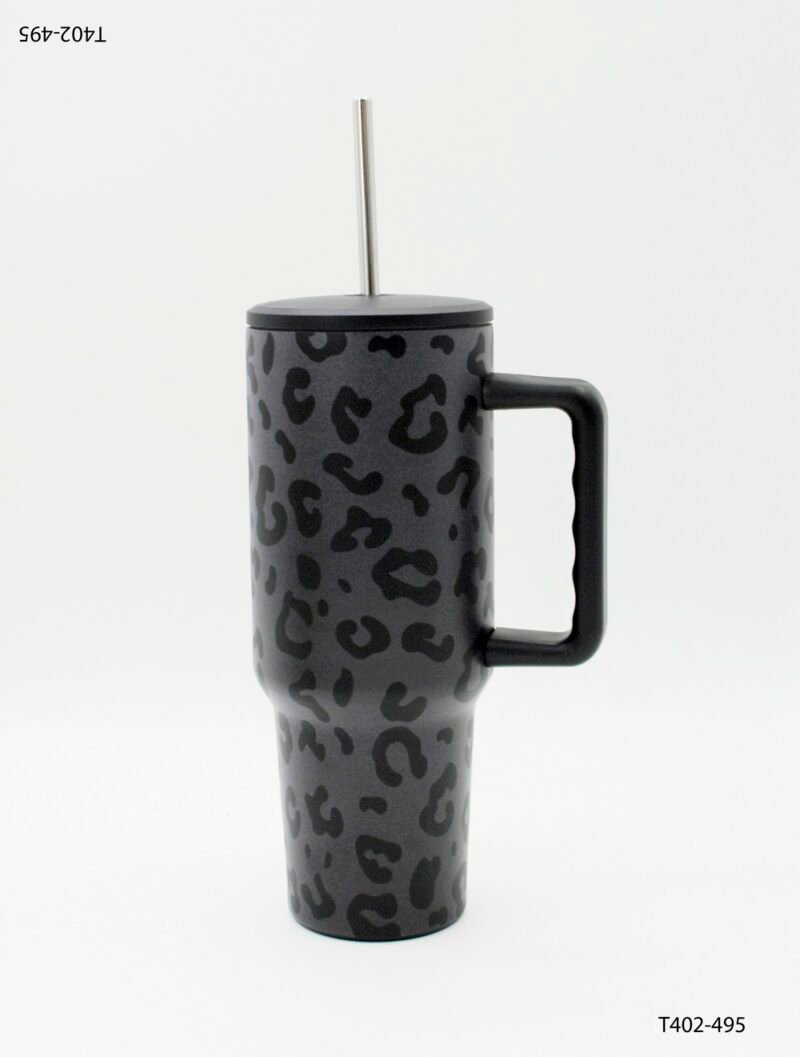 Vaso térmico tipo travel mug con asa y sorbete metálico T402