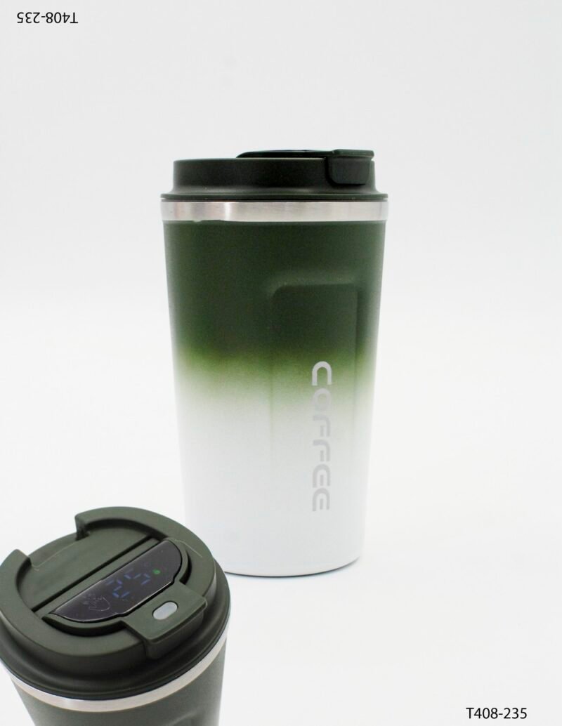 Vaso térmico de acero inoxidable con diseño en degradado con tapa con cierre seguro T408