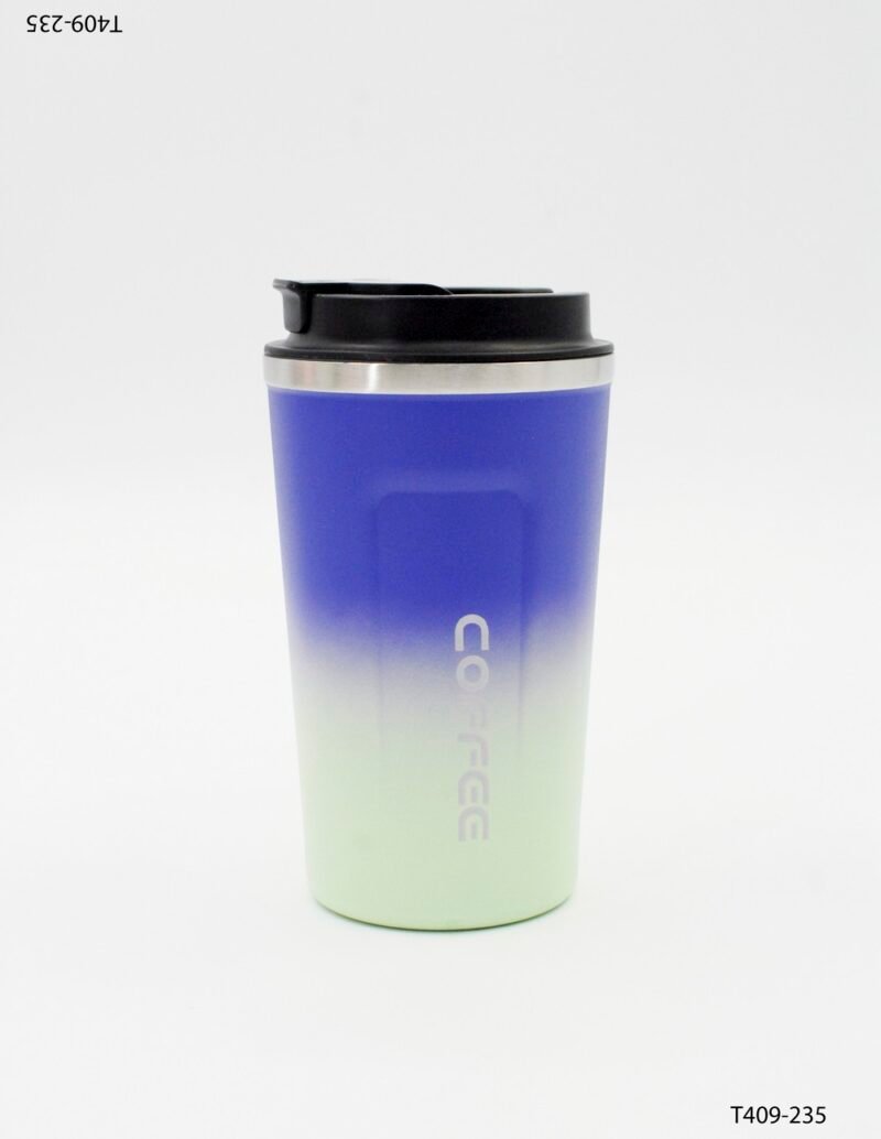 Vaso térmico de acero inoxidable con diseño en degradado con tapa con cierre seguro T409