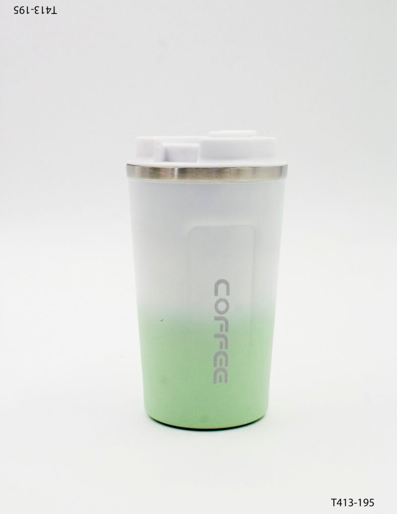 Vaso térmico de acero inoxidable con diseño en degradado con tapa con cierre seguro T413