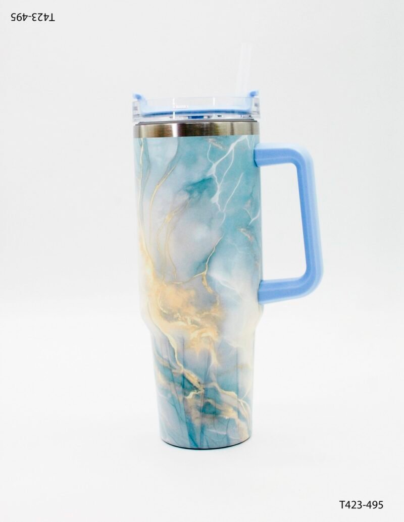 Vaso térmico aislado de acero inoxidable con un diseño elegante en estilo mármol T423