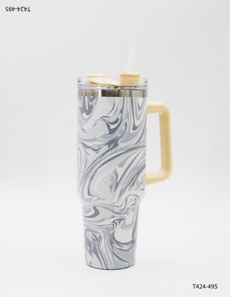 Vaso térmico aislado de acero inoxidable con un diseño elegante en estilo mármol T424