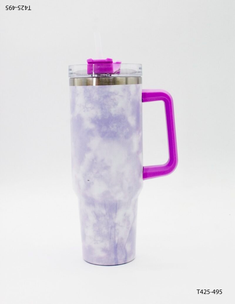 Vaso térmico aislado de acero inoxidable con un diseño elegante en estilo mármol T425