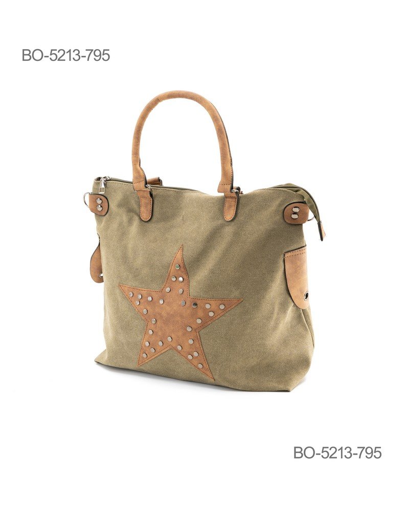 Bolso marrón diseño decorativo de estrella con tachuelas metálicas BO5213