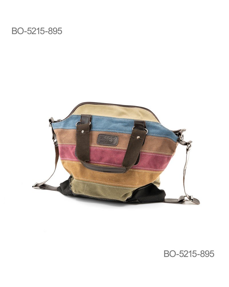 Bolso de lona multicolor con franjas horizontales BO5215