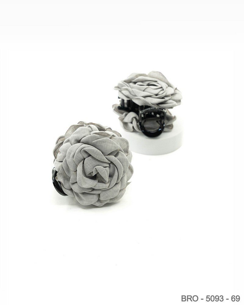 Broche flor rosa gris BRO5093