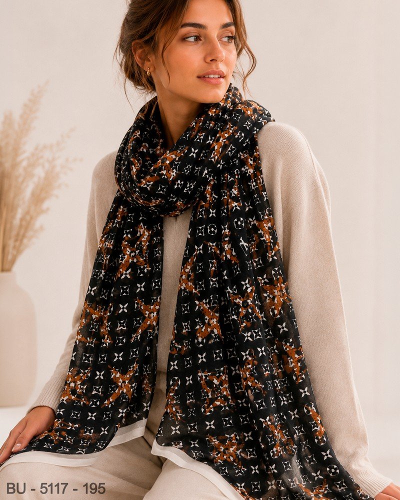 Pashmina Premium con Estampado de Monograma BU5117