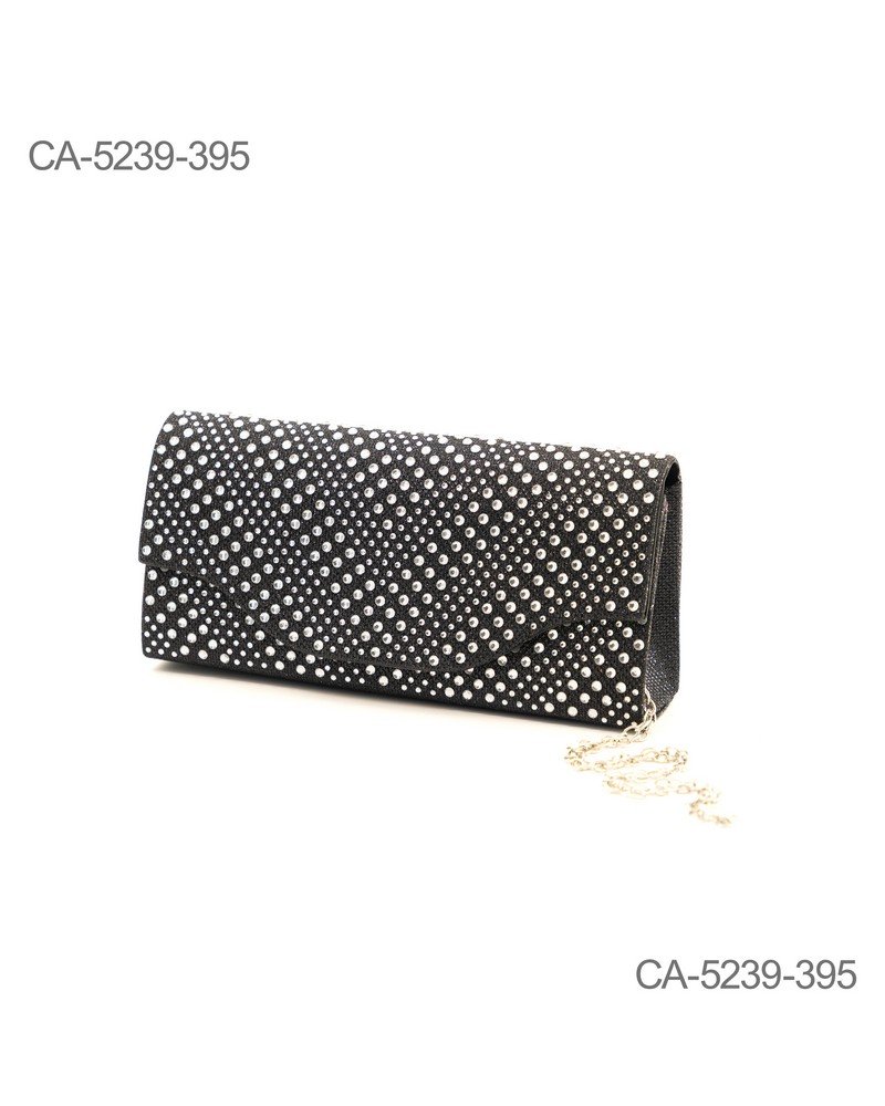 Cartera con diseño rectangular adornado con cristales en patrón diagonal CA5239