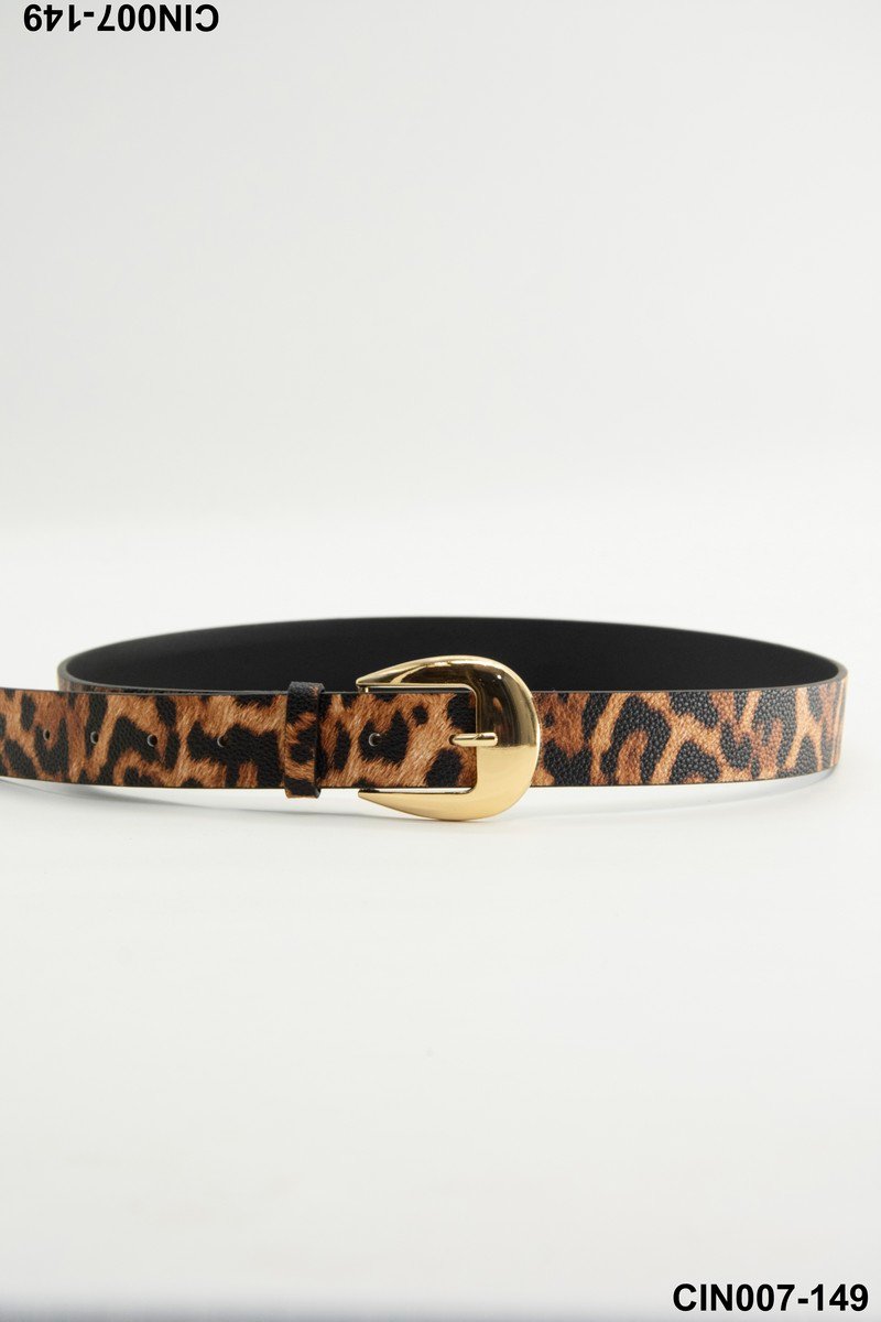 Cinturón con estampado de leopardo y hebilla dorada CIN007