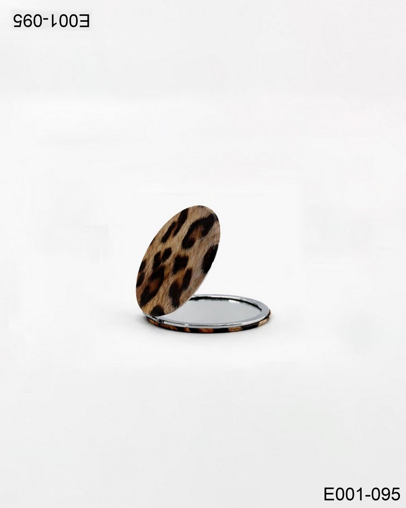 Espejo compacto redondo con tapa animal print E001