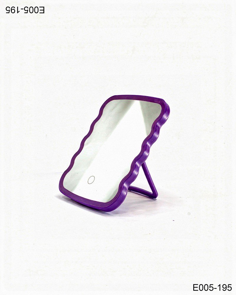 Espejo rectangular con marco ondulado violeta y soporte E005