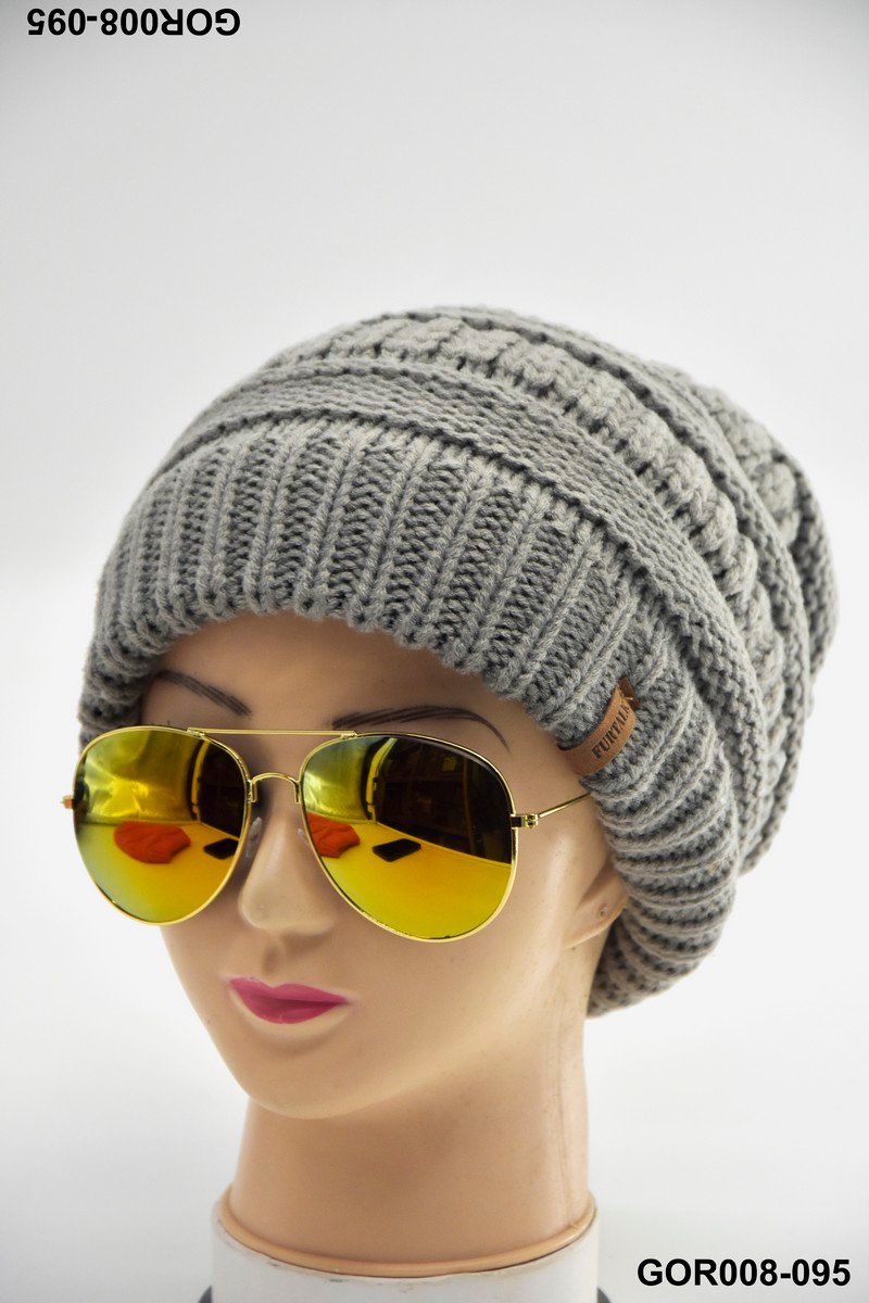 Gorro de punto trenzado gris GOR008