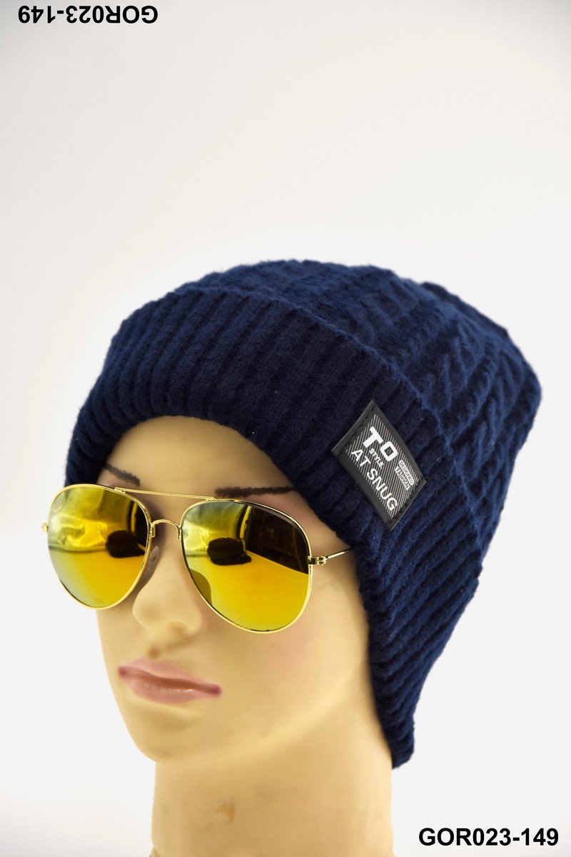 Gorro de punto trenzado azul marino GOR023