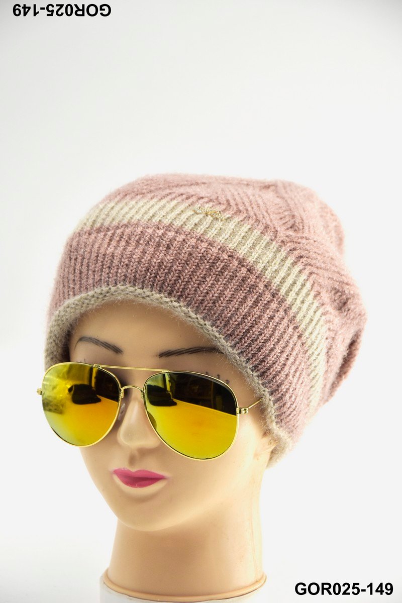 Gorro tejido beige y rosa estilo urbano GOR025