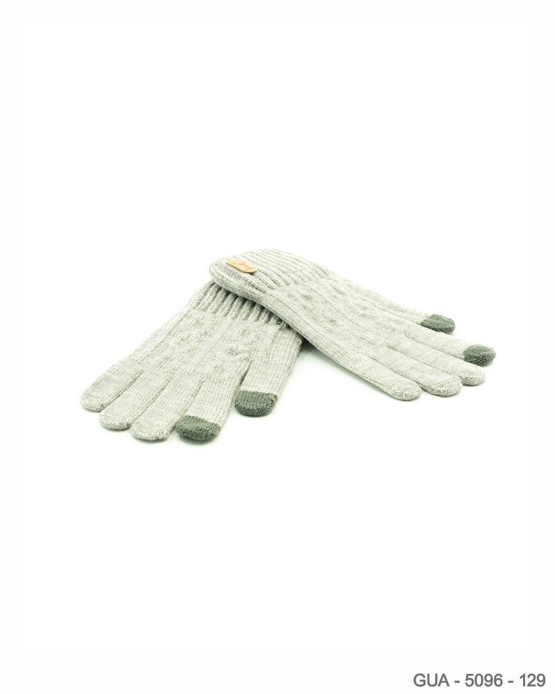 Guantes de Lana Gris Melange con Puntas Táctiles y Detalle de Etiqueta GUA5096