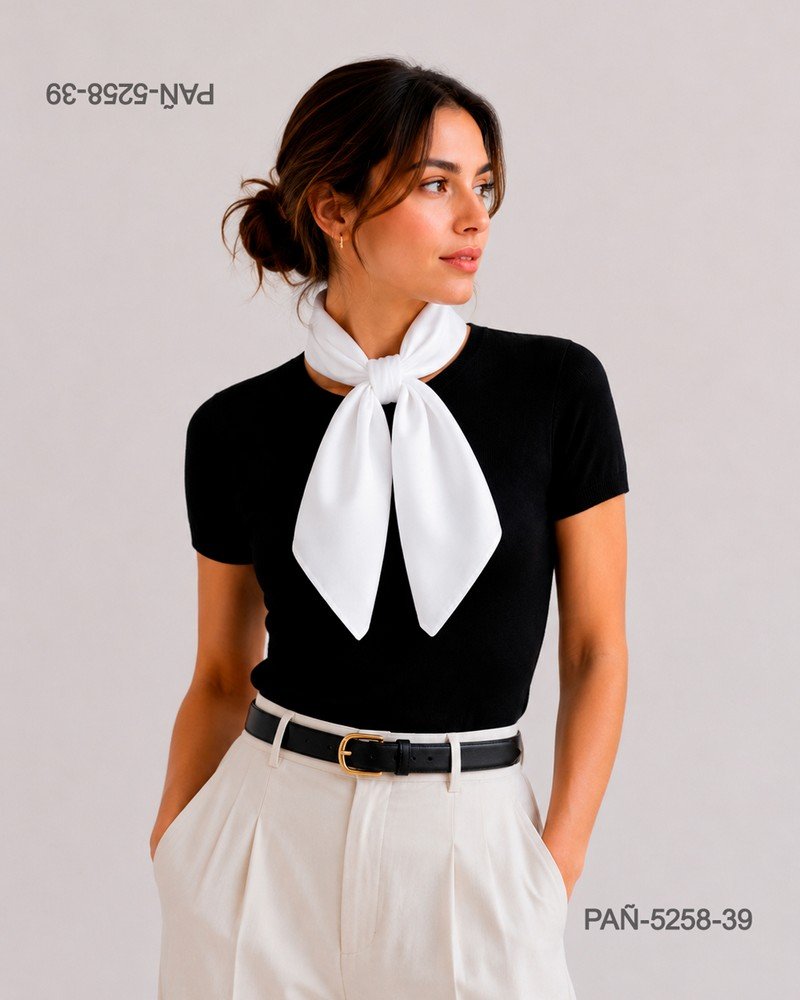 Pañuelo blanco con diseño minimalista, elegante y atemporal PAÑ5258