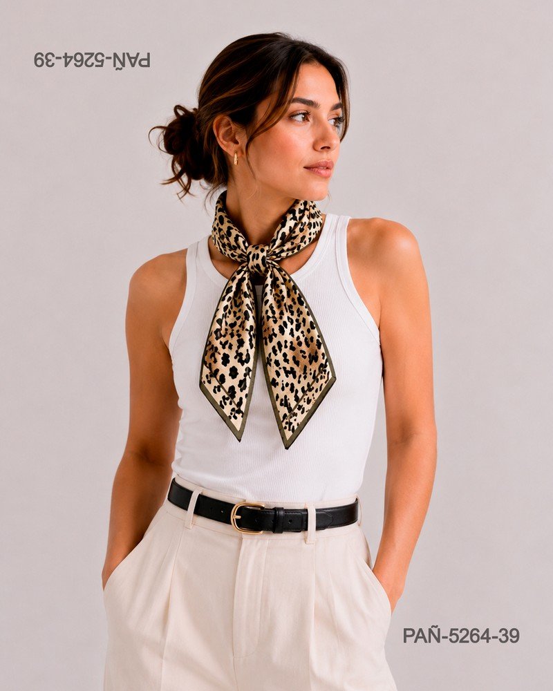 Pañuelo animal print en tonos neutros, moderno y sofisticado PAÑ5264
