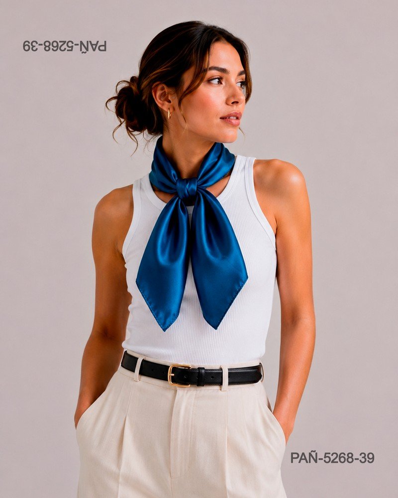 Pañuelo azul satinado, brillante y sofisticado PAÑ5268
