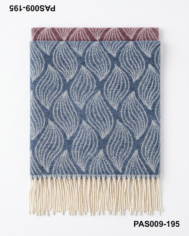 Pashmina con estampado jacquard de hojas onduladas en hilo crema PAS009