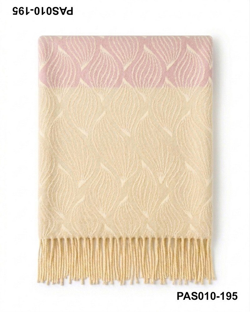 Pashmina estampado hojas bicolor con flecos PAS010