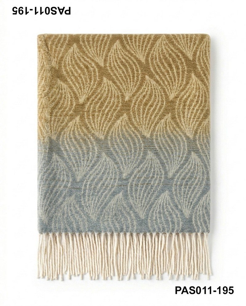 Pashmina estampado hojas bicolor con flecos PAS011