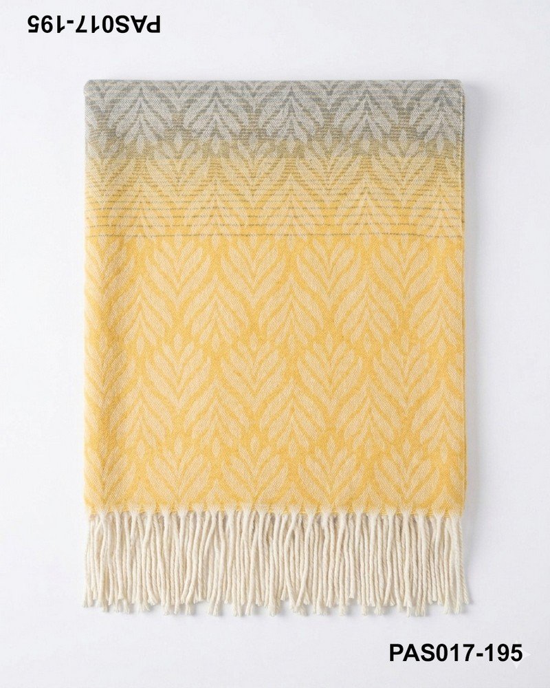 Pashmina con diseño floral en tonos amarillo y gris con flecos PAS0117