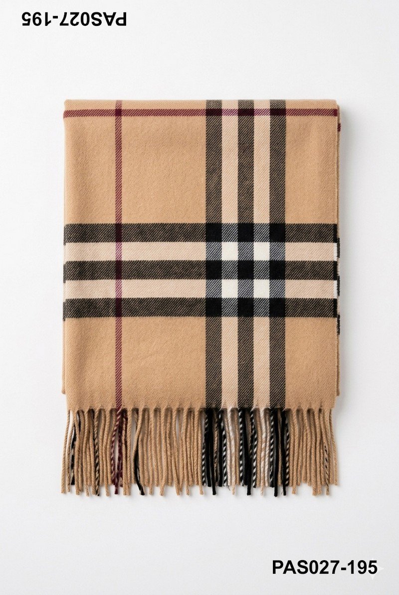 Pashmina clásica de cuadros en tonos beige con flecos PAS027